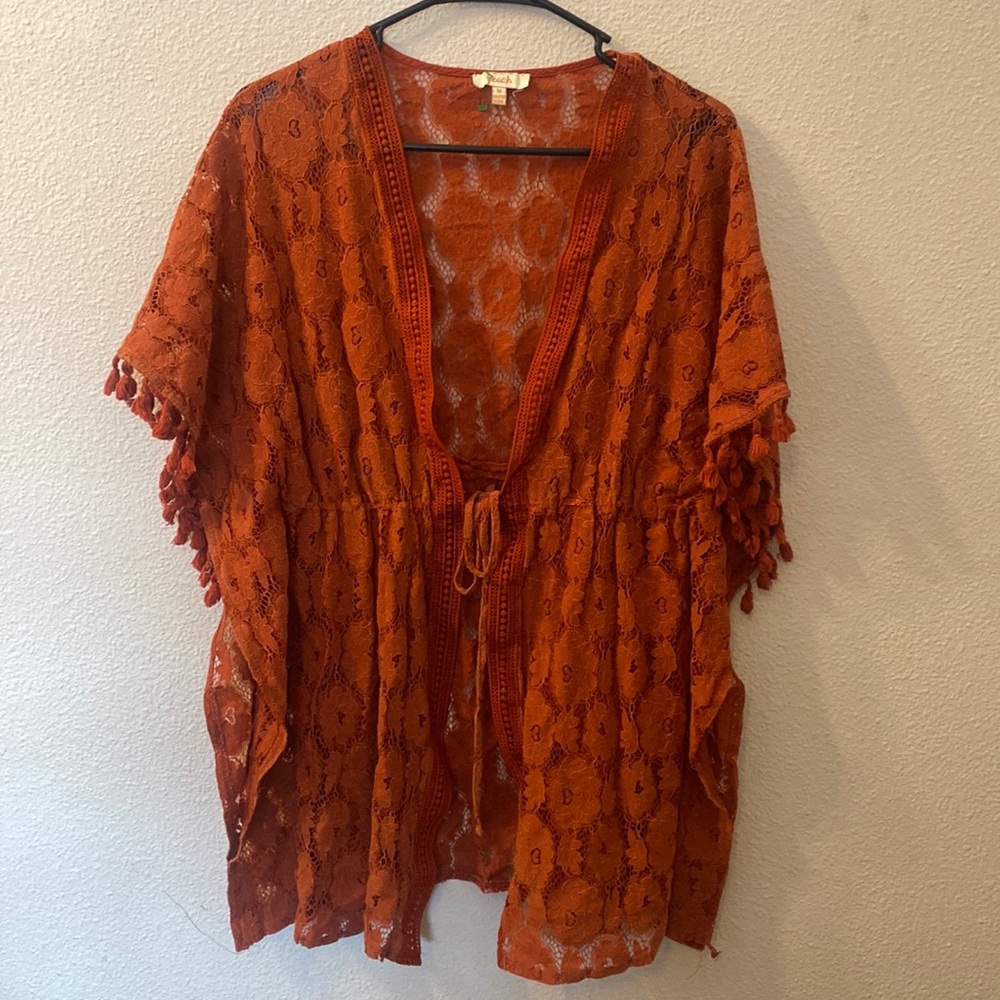 Peach crochet swimsuit cover size medium